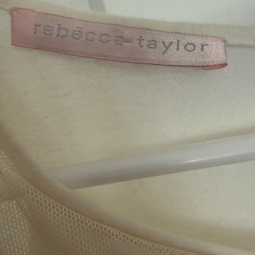 Rebecca Taylor Cream Cotton Draped Mesh Overlay Mini Dress Sleeveless S - Picture 8 of 8